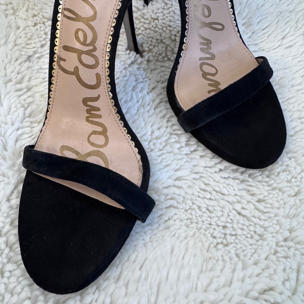 Sam Edelman Ariella Black Suede Ankle Strap Stiletto Heeled Sandals Womens 6.5M